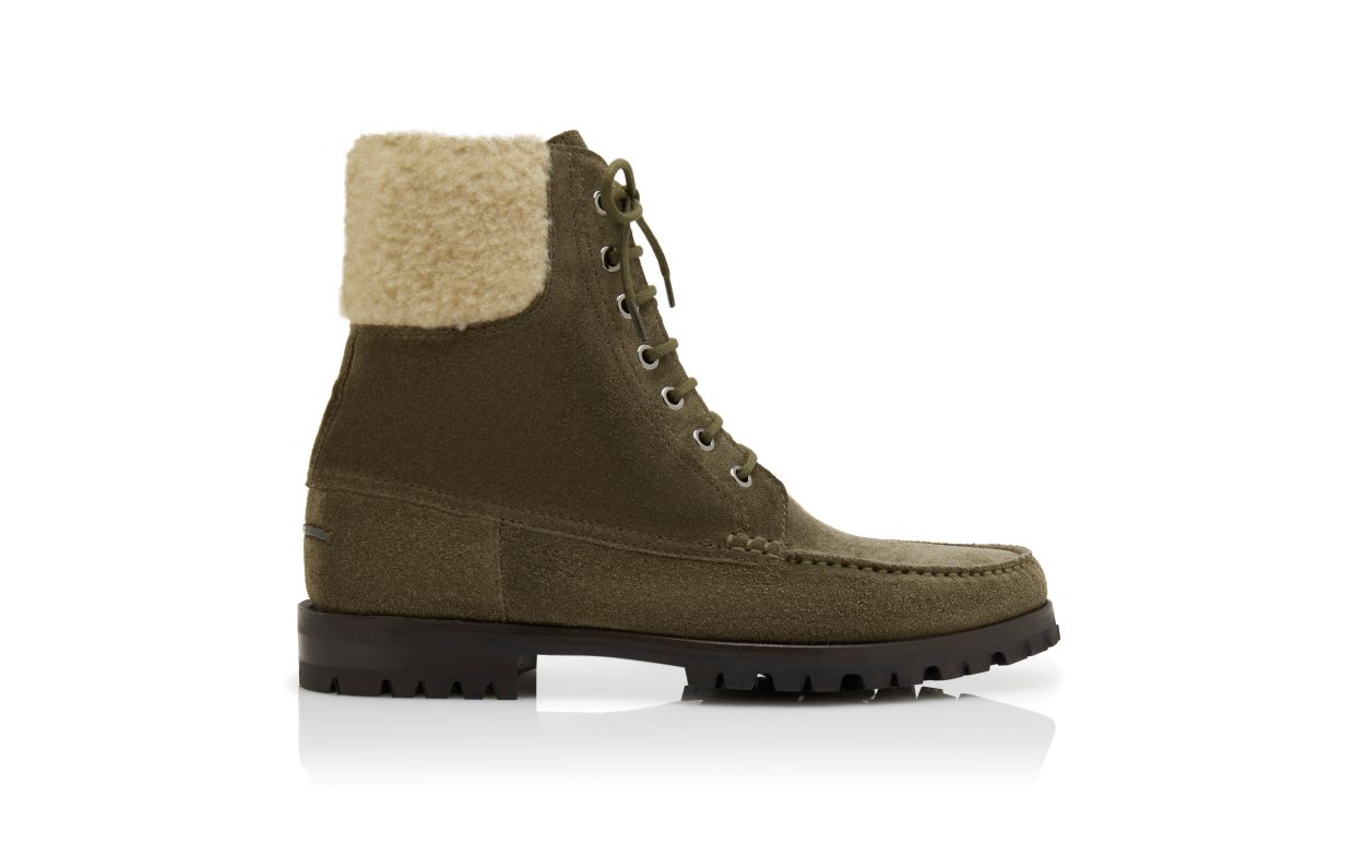 Dunkelgrüne Wildleder-Stiefeletten