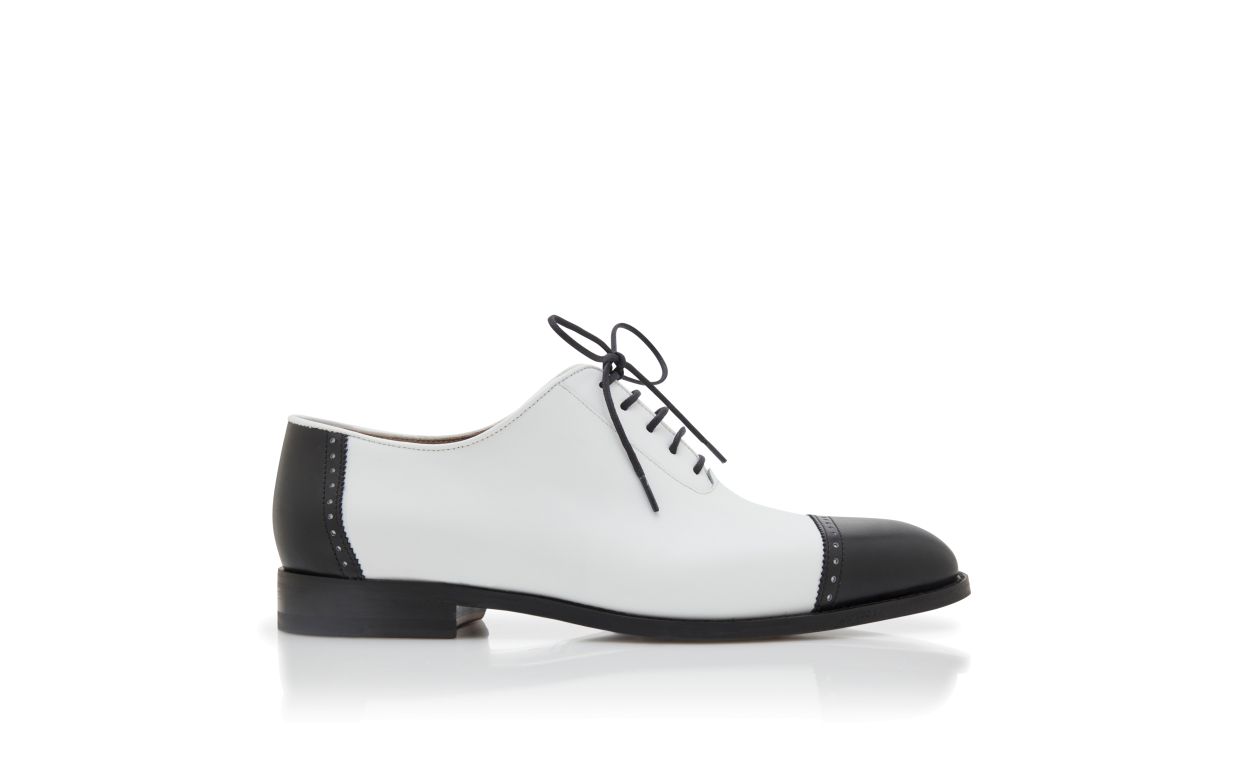 Schwarze und weiße Kalbsleder Schnürschuhe