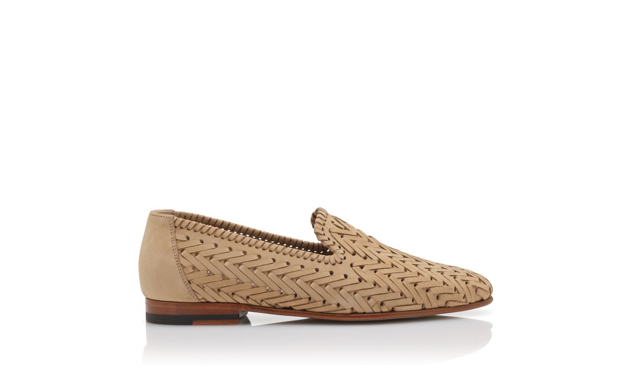 Helle Braune Nubuk-Gewebte Loafers