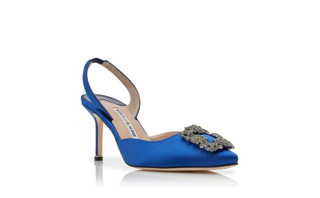 Blaue Satin-Edelstein-Schnürschuhe