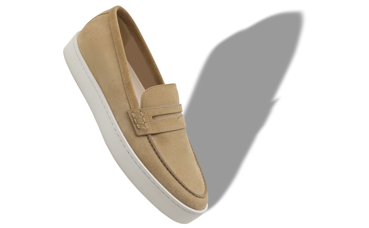 Helle Khaki Suede Slip-On Loafers