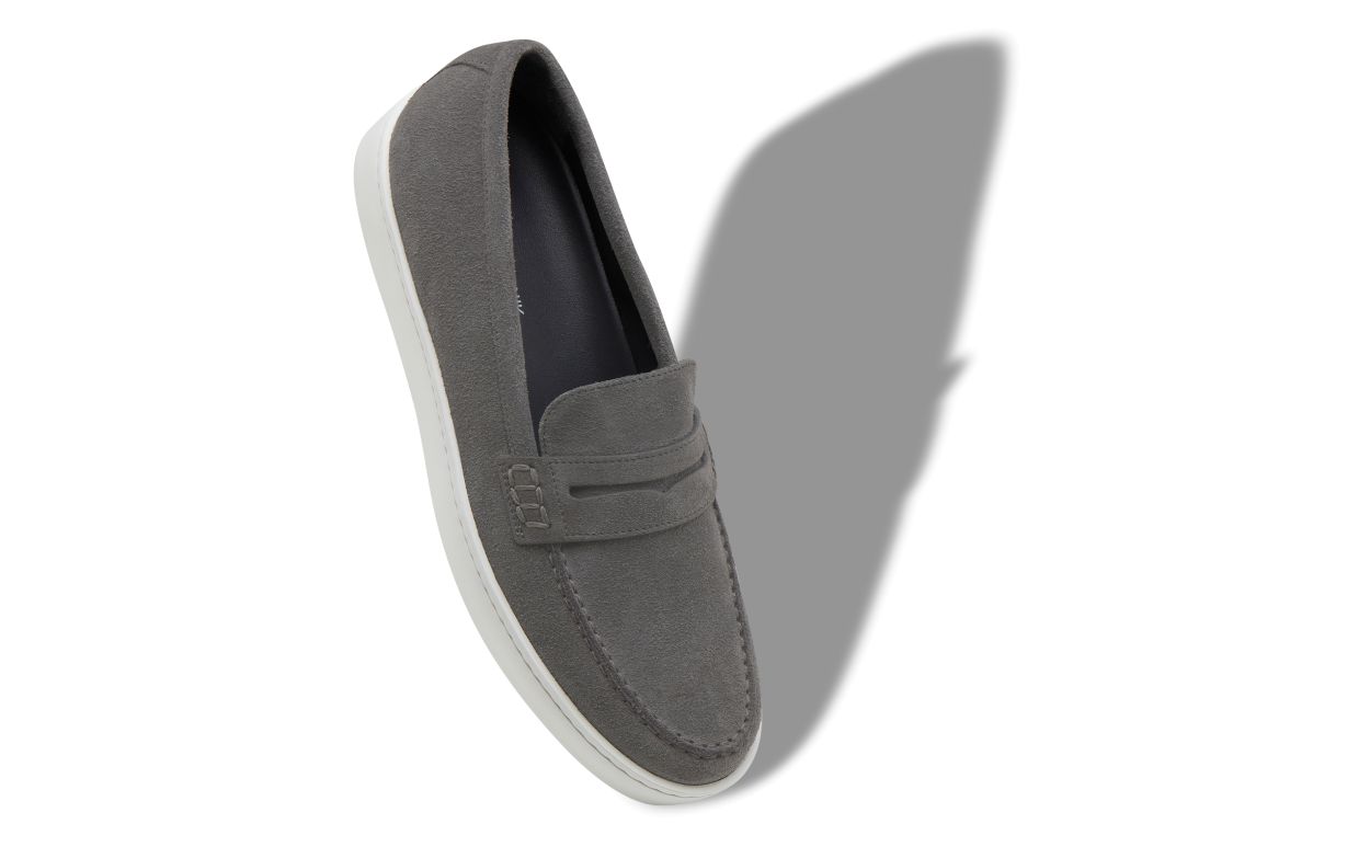 Graue Leder-Slip-On-Loafer