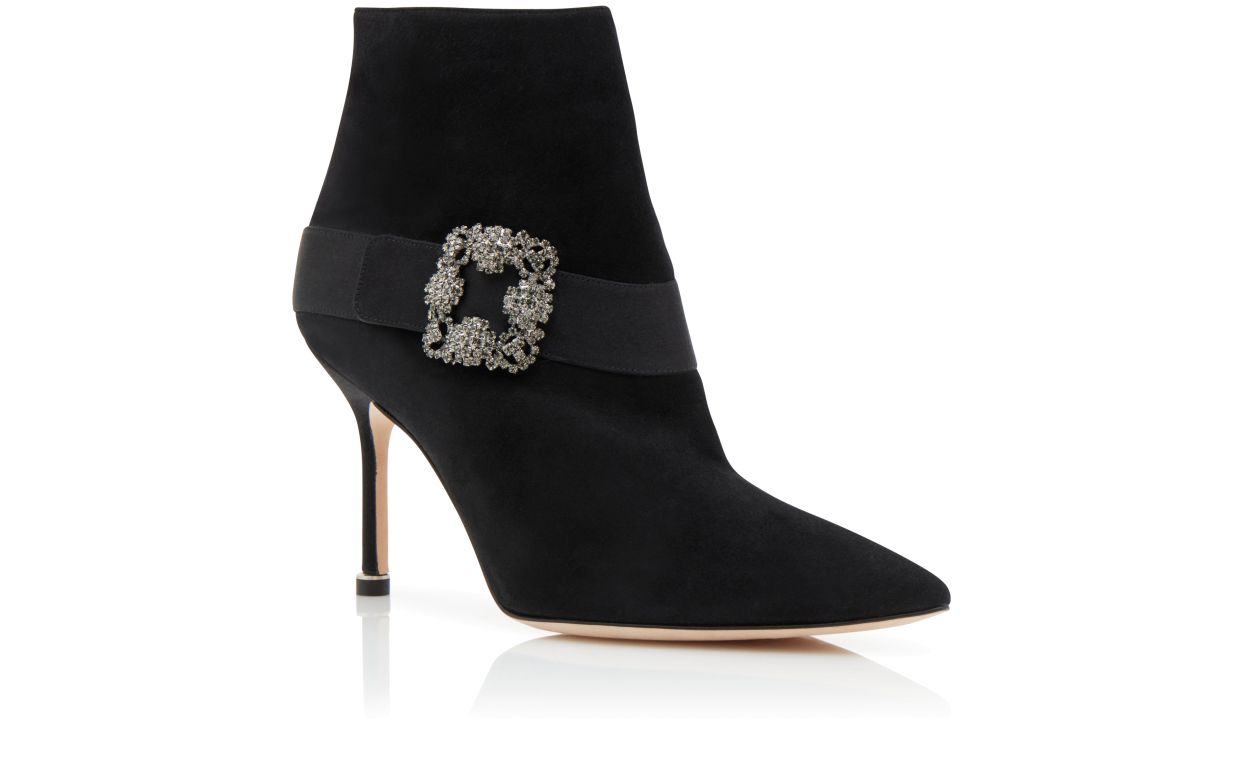 Schwarze Wildleder-Steppen-Schmuck-Schnürstiefel