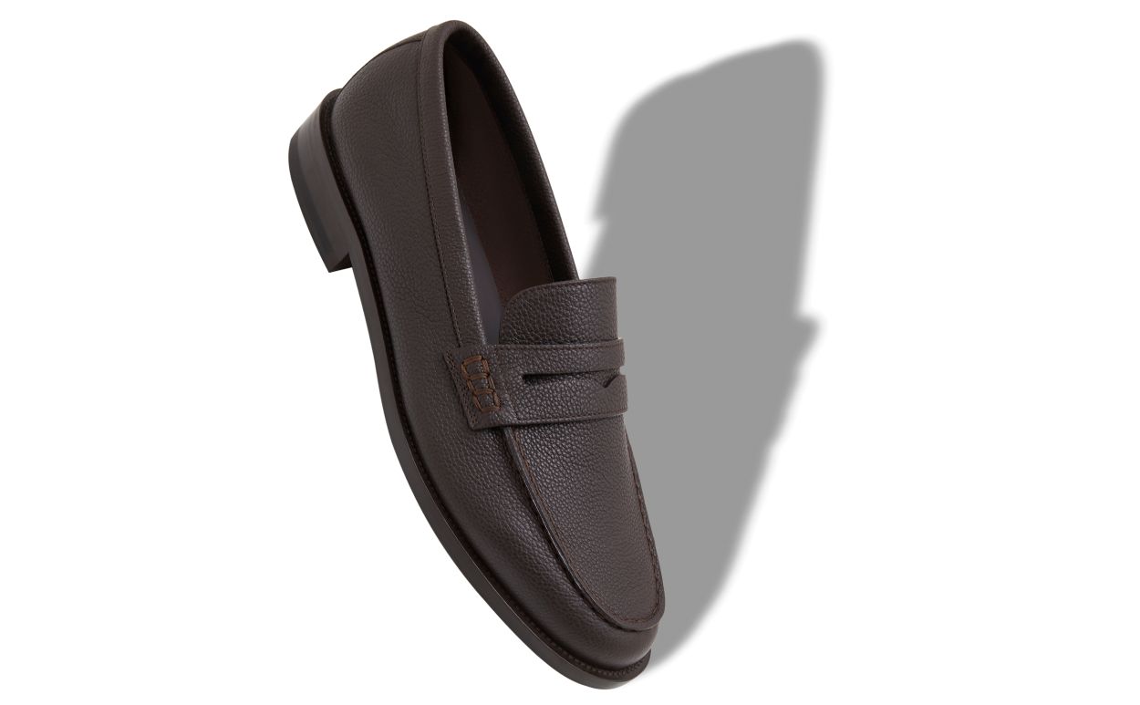 Dunkelbraune Kalbleder Penny Loafers