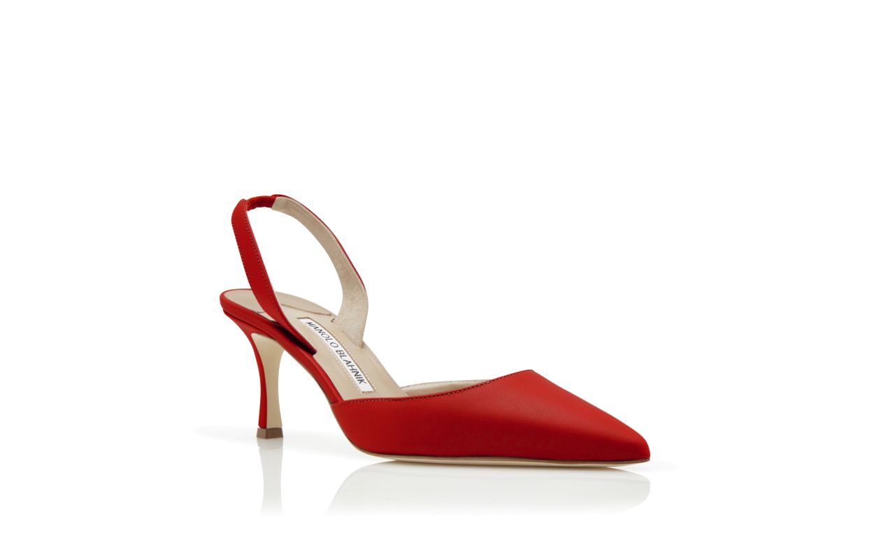 Rote Nappa-Leder-Slingback-Pumps