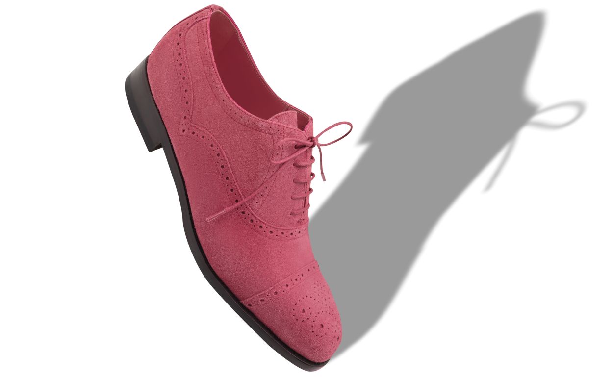 Dunkelpinkes Wildleder Cap-Toe-Oxfords