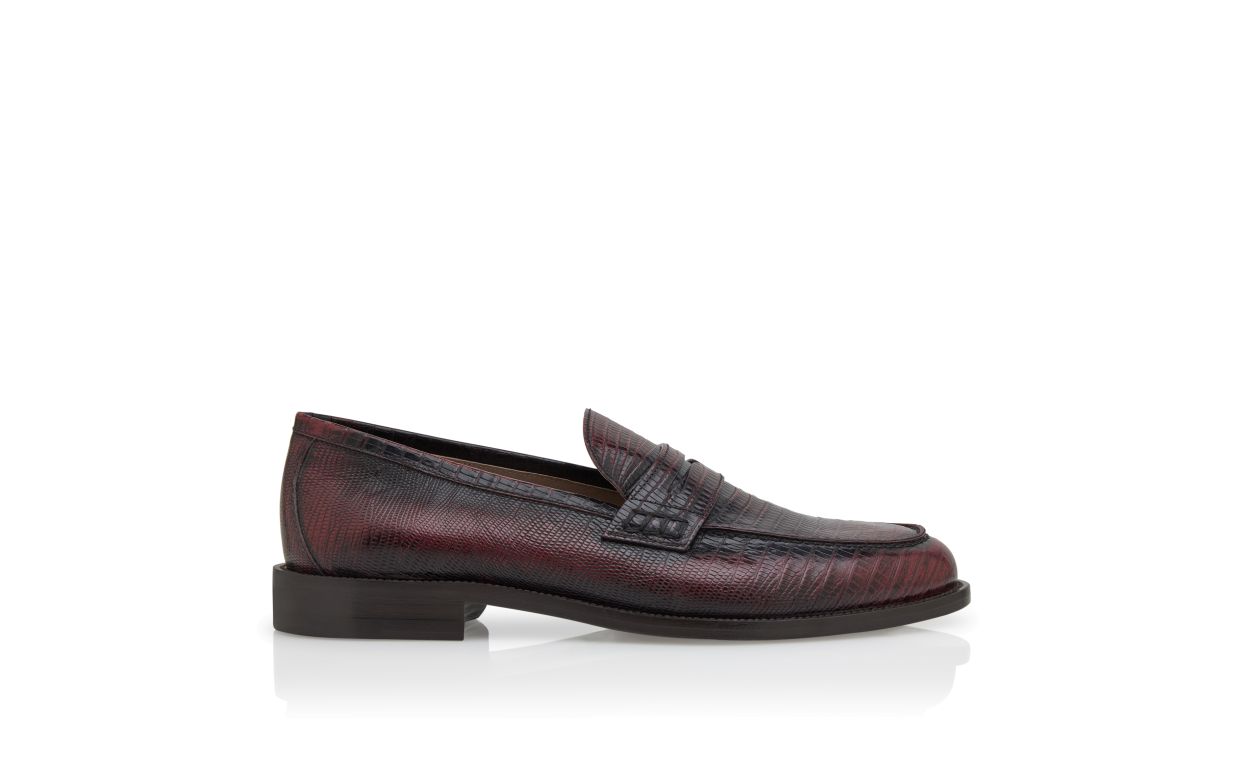 Dunkelrote Kalbsleder-Penny-Loafer
