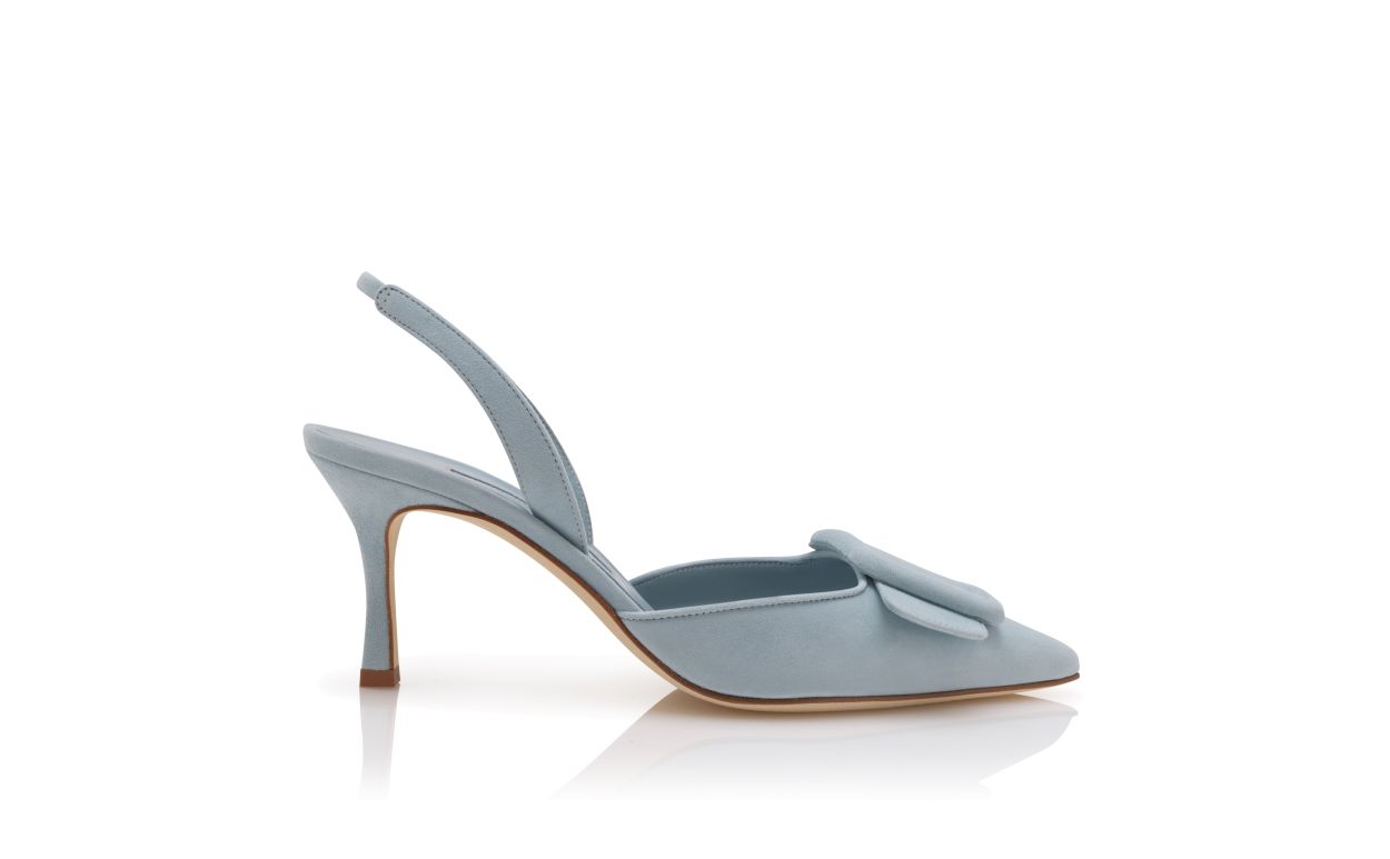 Leichtblaues Wildleder mit Schnallen-Details Slipper