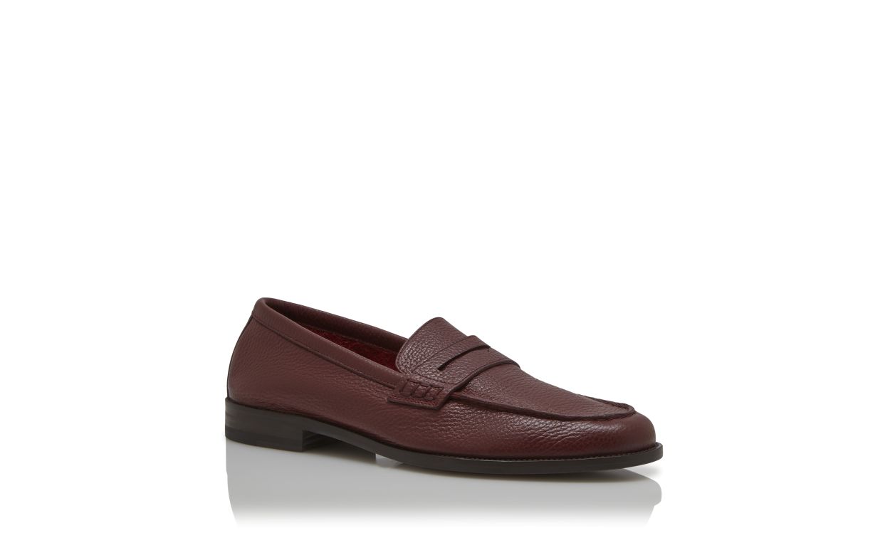 Dunkelrote Kalbsleder-Penny-Loafer