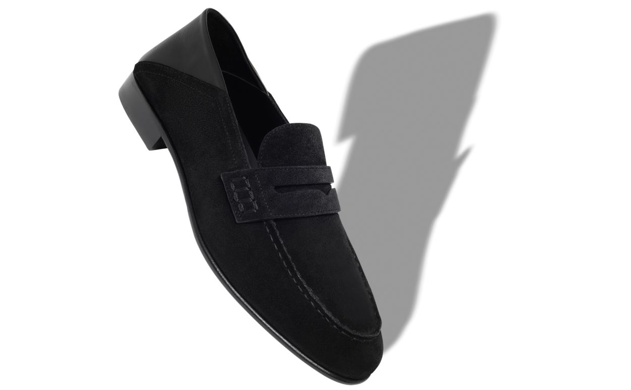 Schwarze Wildleder-Penny-Loafer
