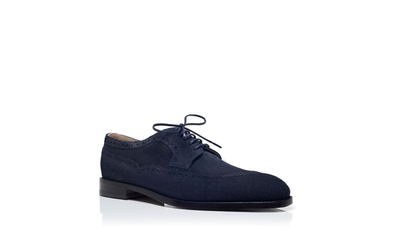 Marineblaues Wildleder-Schnür-Oxfords