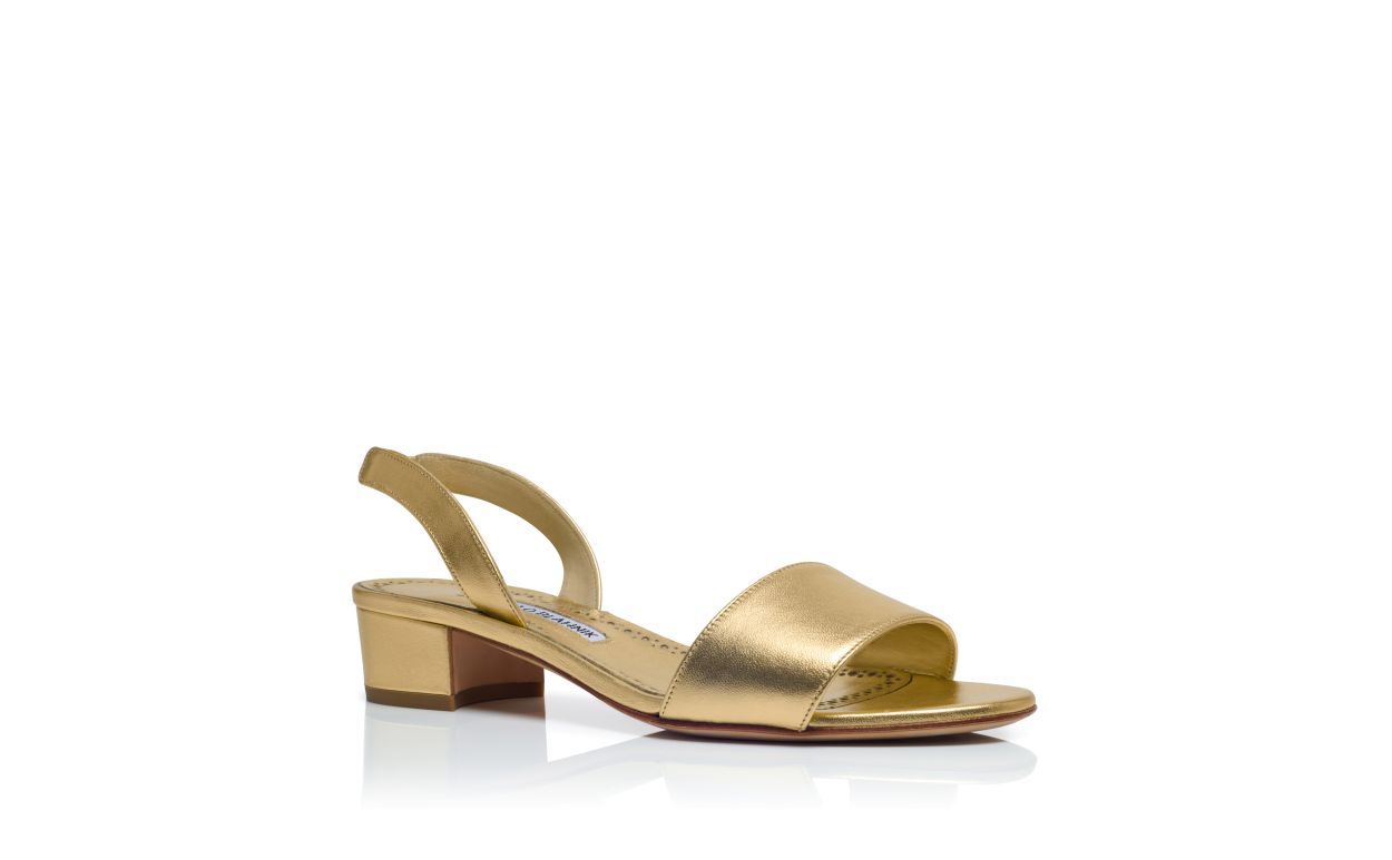 Gold Nappa-Leder-Slingback-Sandalen
