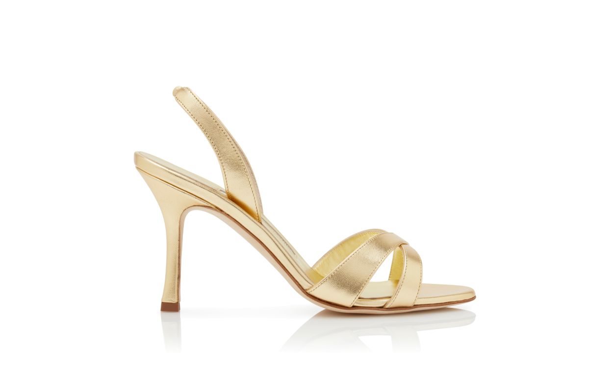 Gold Nappa-Leder-Slingback-Sandalen