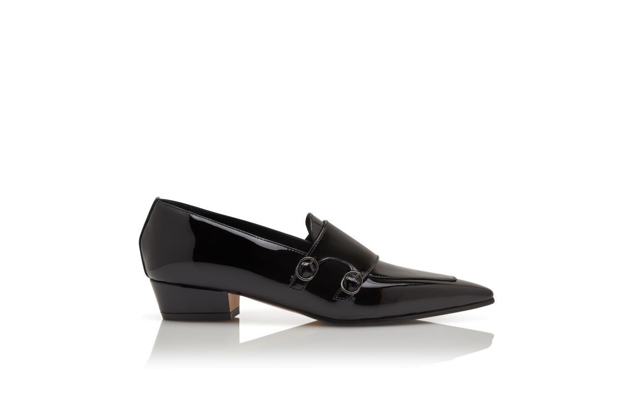 Schwarze Glattleder-Laufschuhe