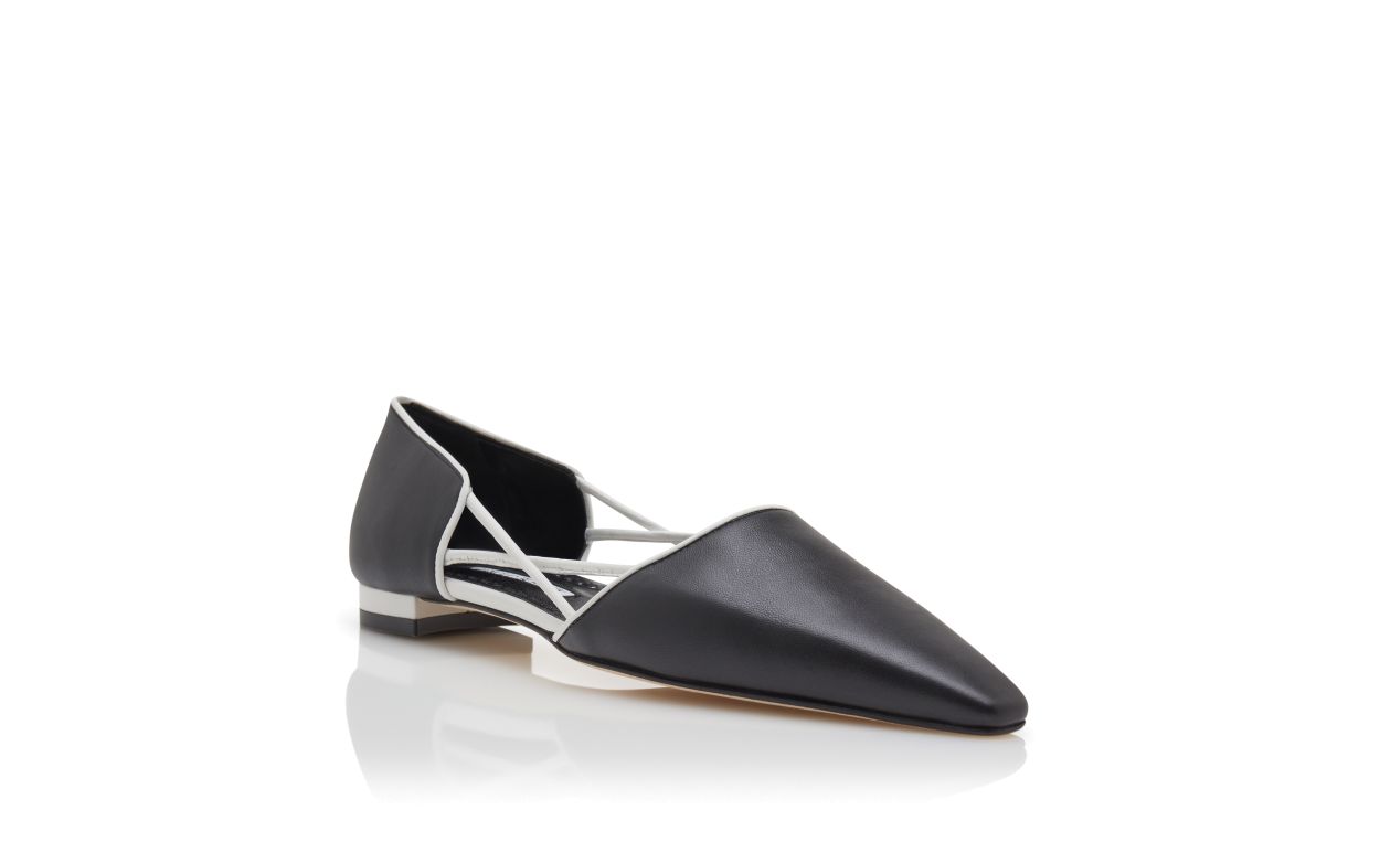Schwarze Nappa-Leder-Flachpumps