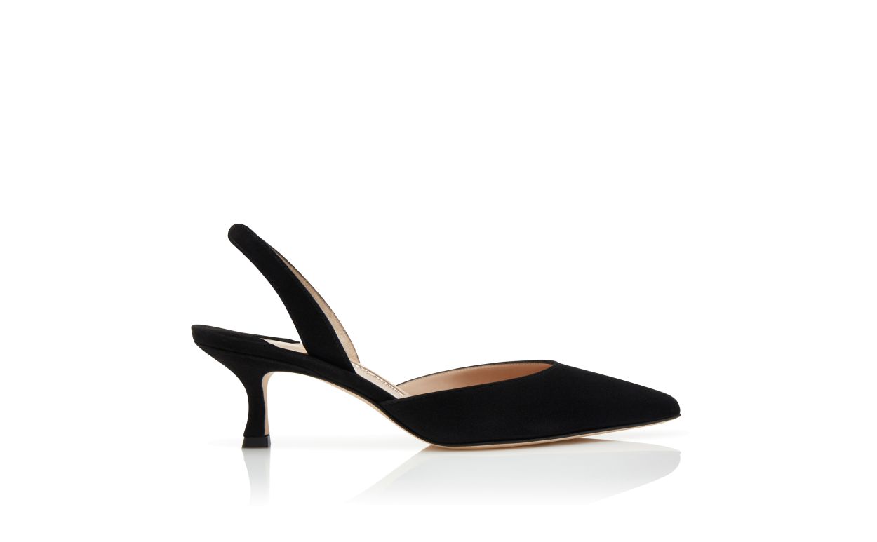 Schwarze Suede-Slingback-Pumps