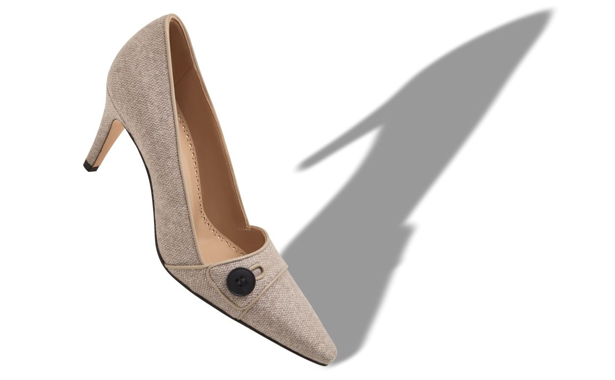 Beige und Grau Woll-Pumps