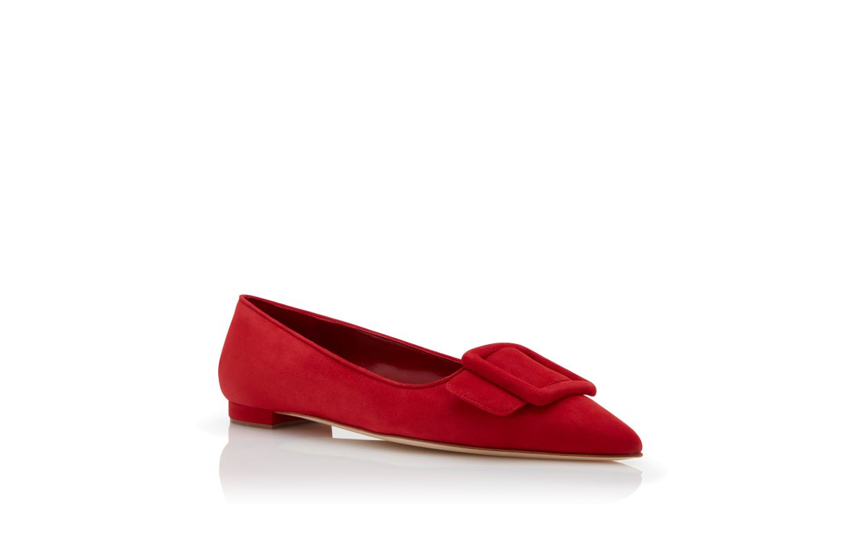 Rote Wildleder-Schnürschuhe mit Schnallen-Detail
