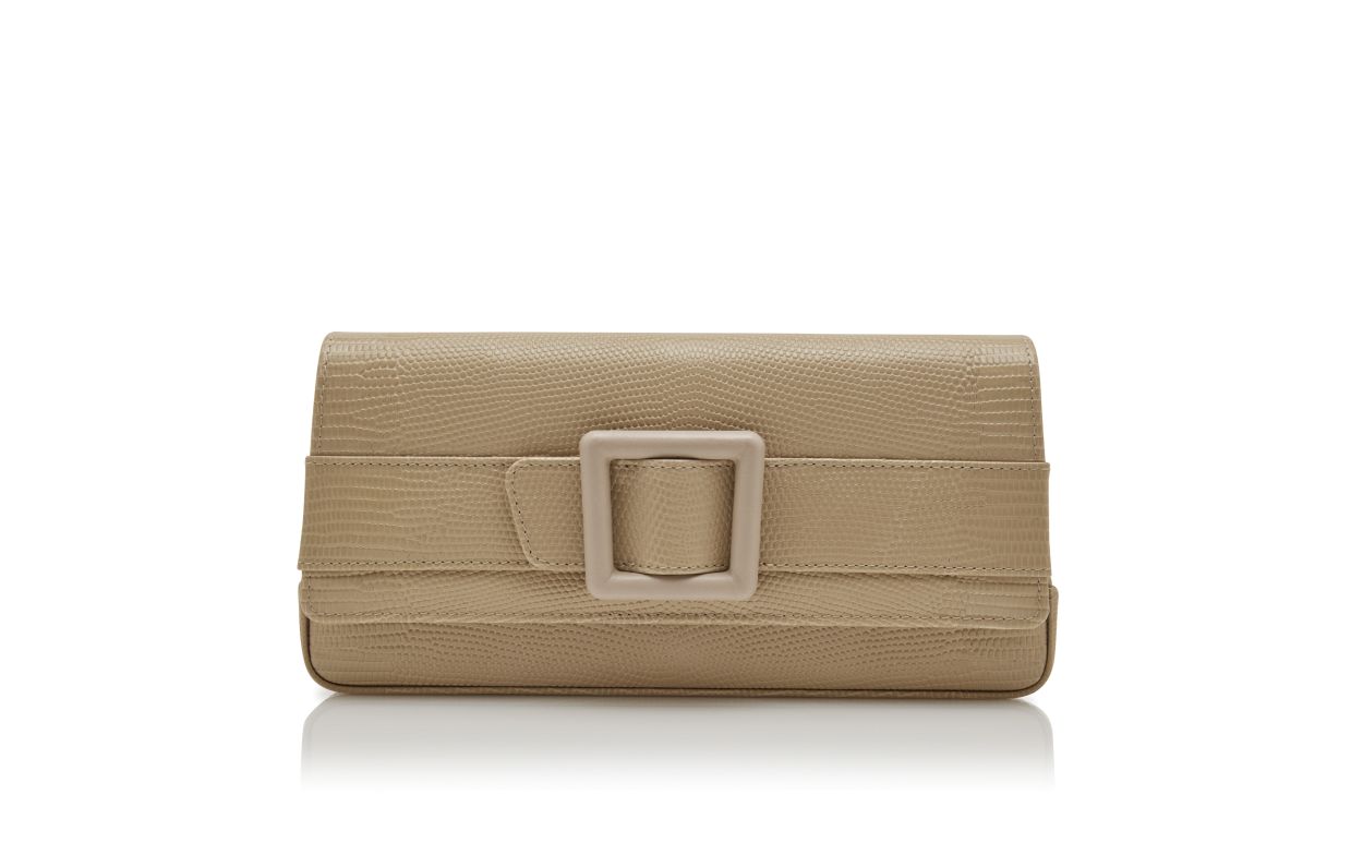 Leichtes Beige Kalbsleder-Clutch mit Schnalle