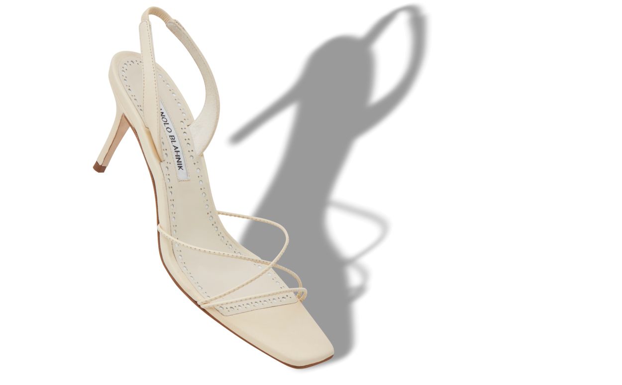 Cremfarbene Nappaleder-Slingback-Sandalen