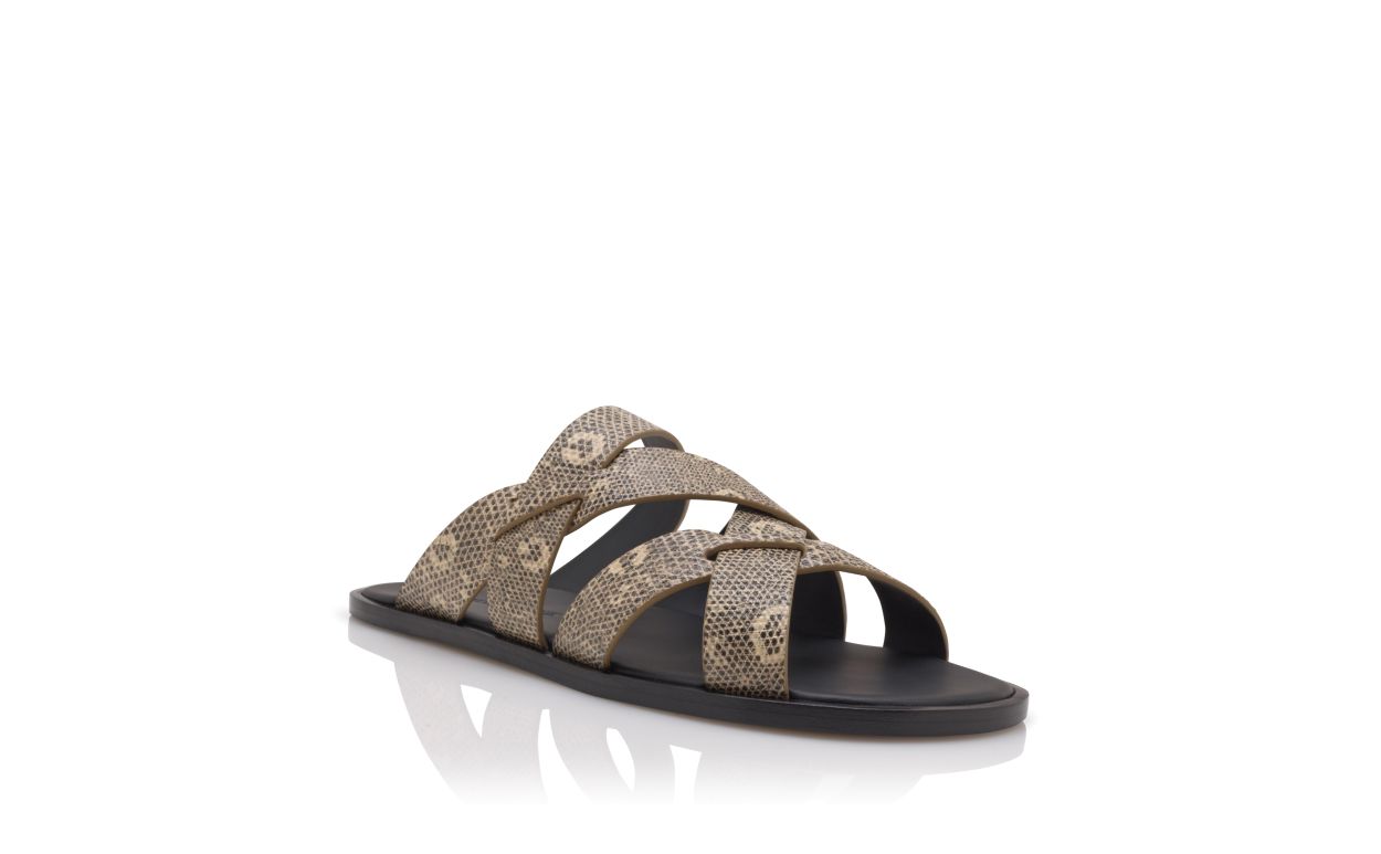 Lizard-Print-Kalbleder-Crossover-Sandalen