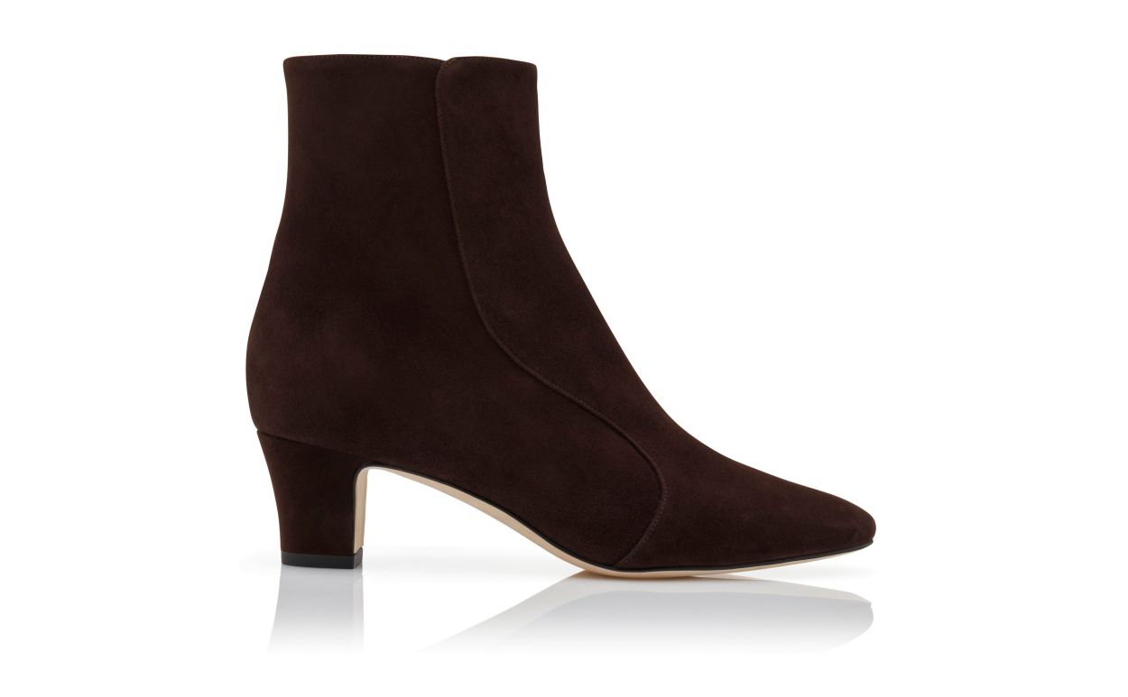 Braune Wildleder-Boots mit Rundem Absatz bis zum Knöchel