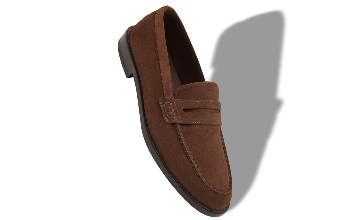 Dunkelbraune Wildleder Penny Loafers