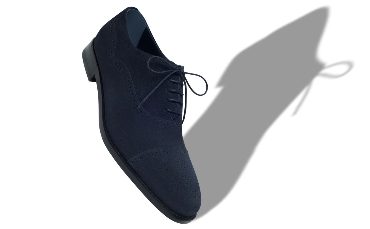 Marineblau aus Wildleder Cap-Toe-Oxfords