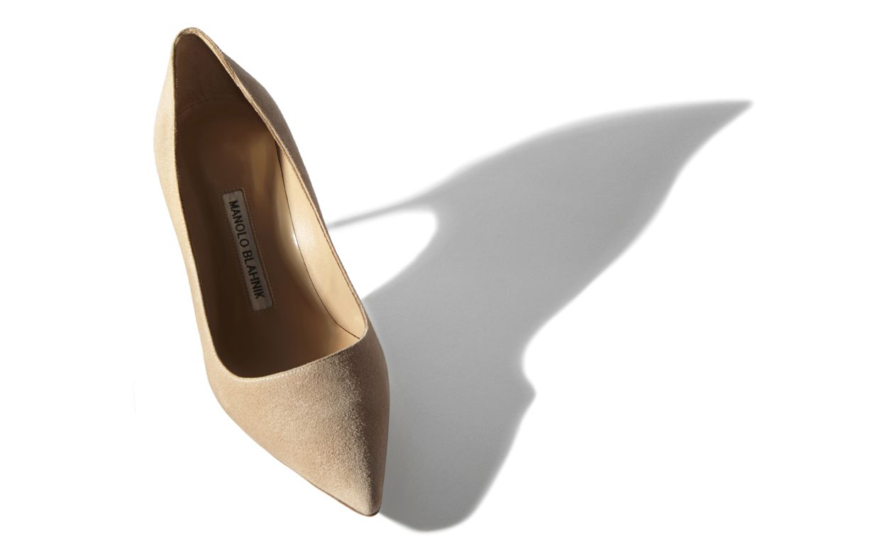 Nude Suede Spitz-Zehen-Pumps
