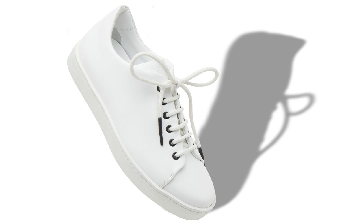 Weiße Kalbsleder-Sneaker mit niedrigem Schnitt