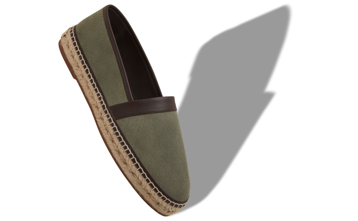 Dunkelgrüne Kalbsleder-Espadrilles