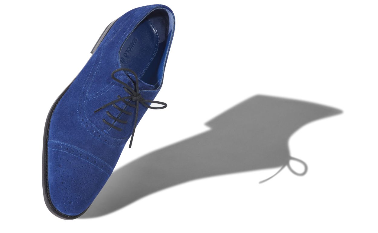 Helle Blaue Wildleder-Kap-Toe-Oxfords