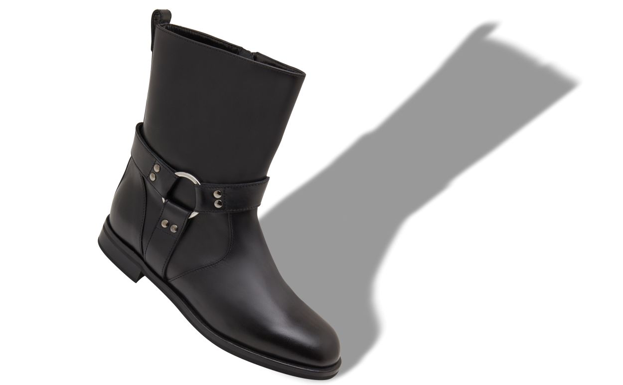 Schwarze Kalbsleder-Wellenstiefel