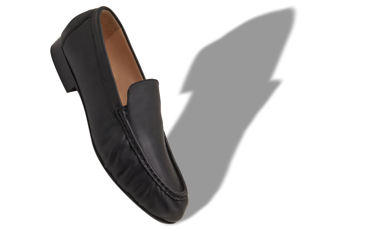 Schwarze Kalbleder-Laufschuhe