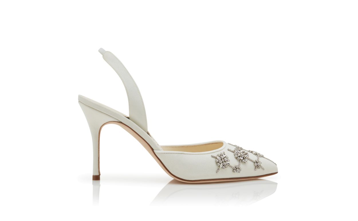 Creme Crepe-de-Chine-Slingback-Pumps