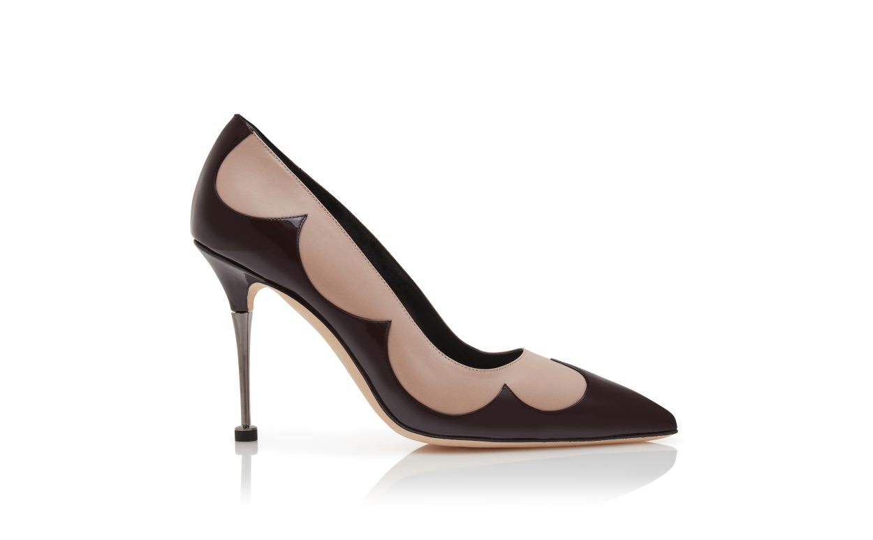 Leichte Beige und Dunkelbraune Leder-Pumps