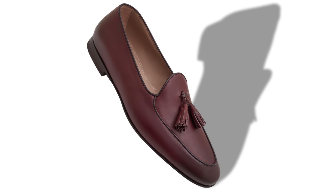 Burgunderfarbene Kalbsleder-Laufschuhe