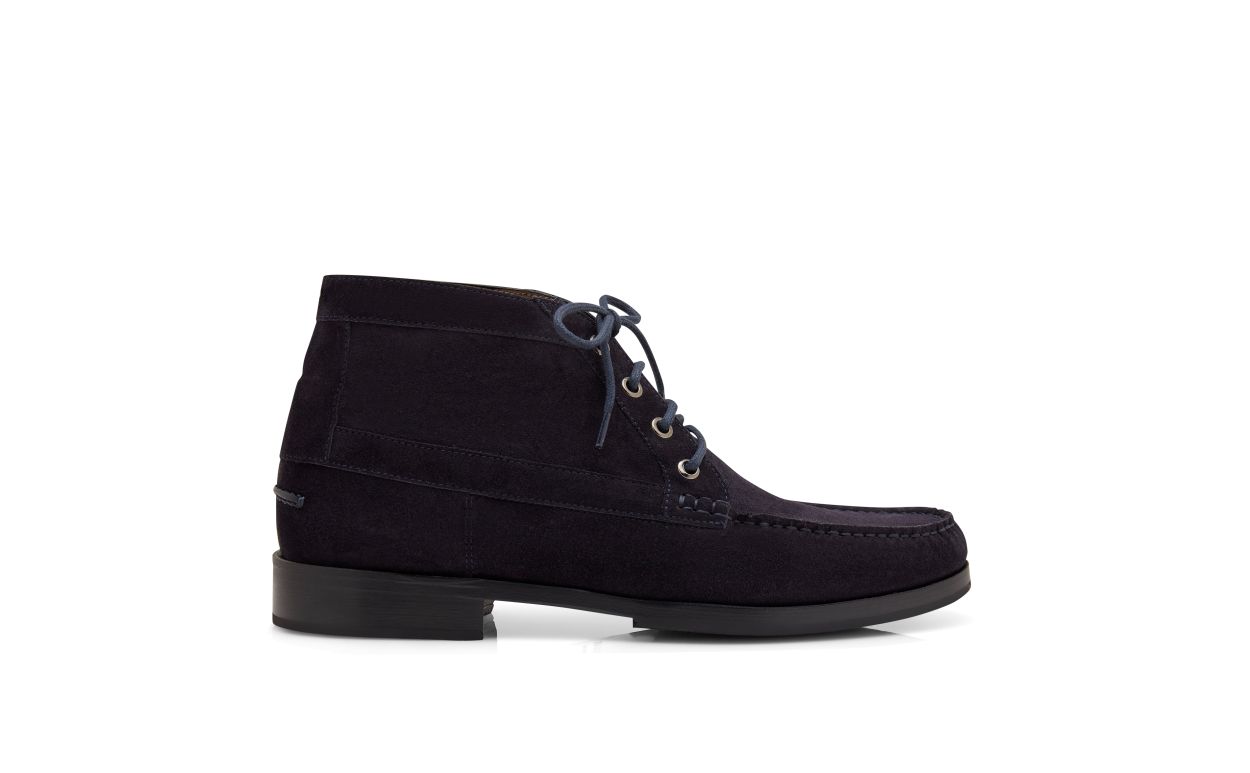 Braune Calf Suede Knöchelstiefel im Navy