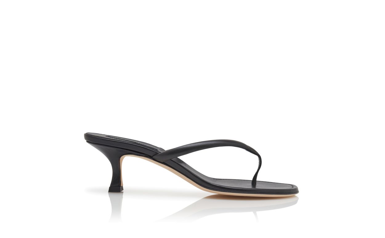 Schwarze Nappa-Leder-Zehe-Sandalen