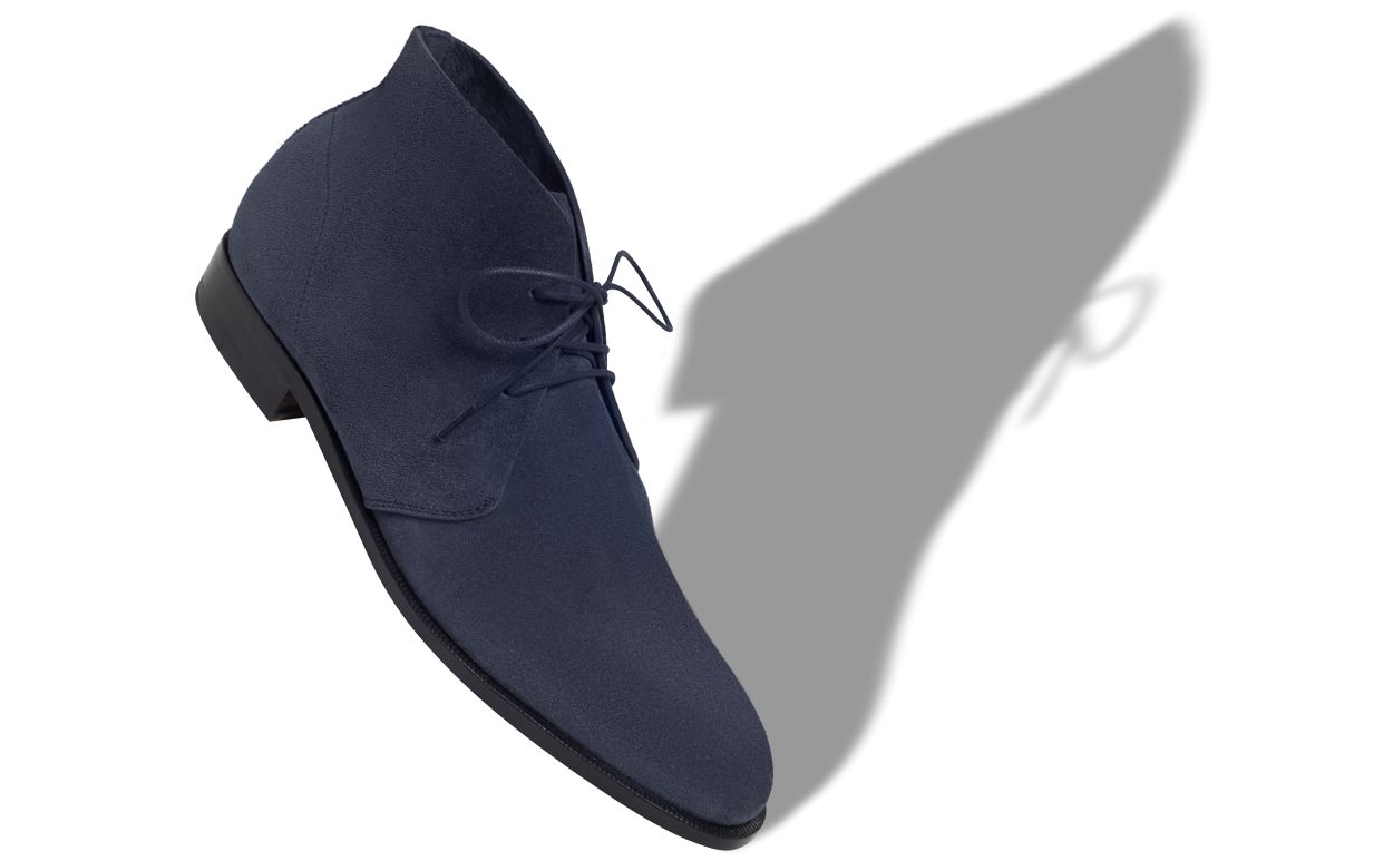 Dunkelblaue Wildleder-Wüstenstiefel