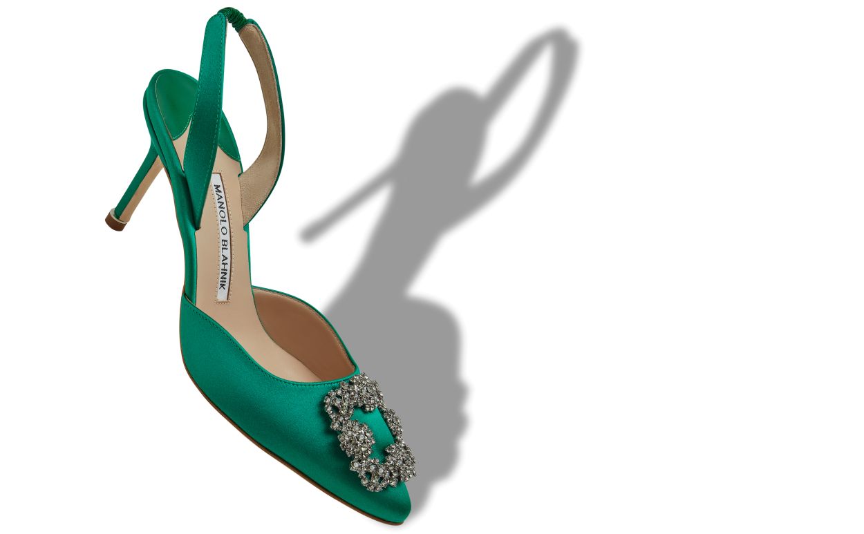 Grüne Satin-Edelstein-Schleifschuh