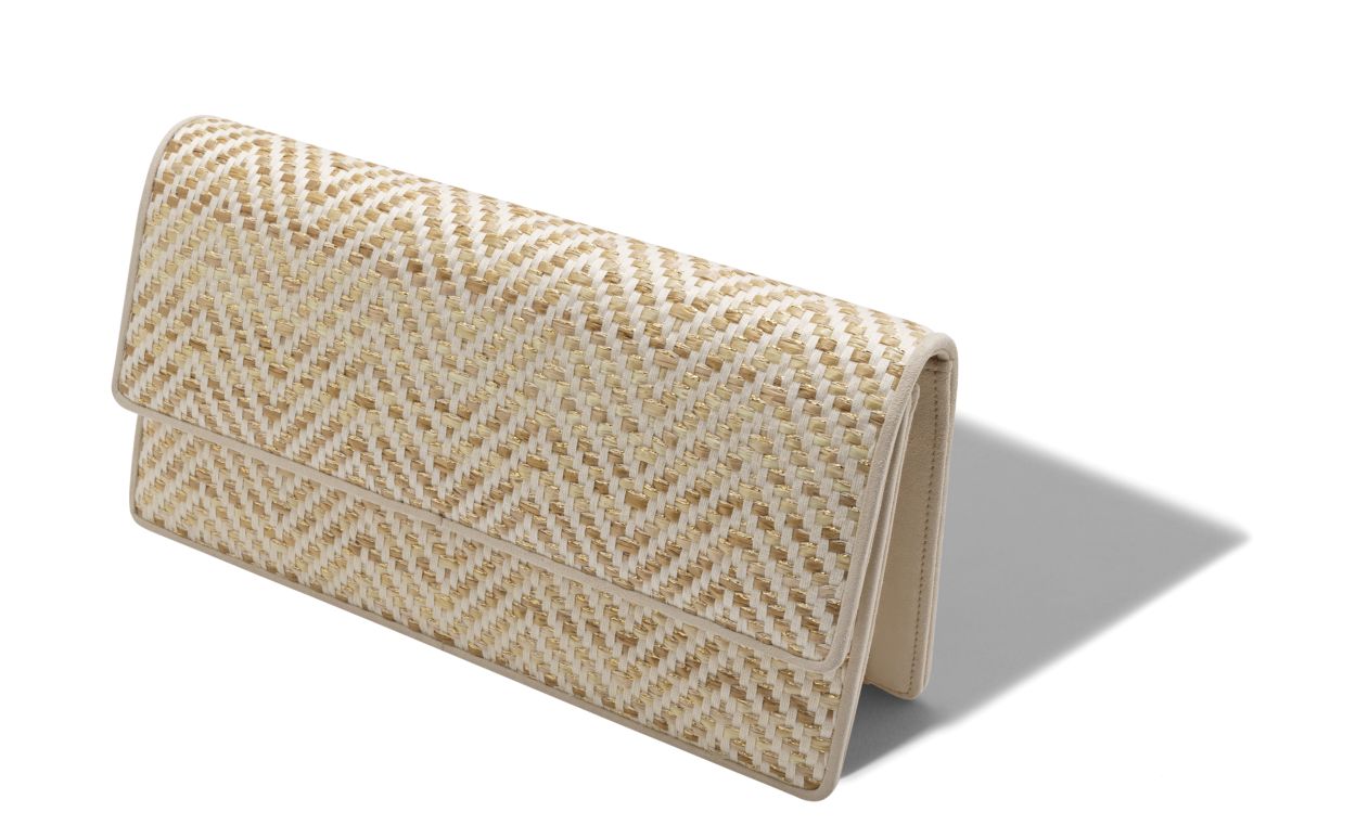 Leicht Beige und Creme Raffia-Clutch