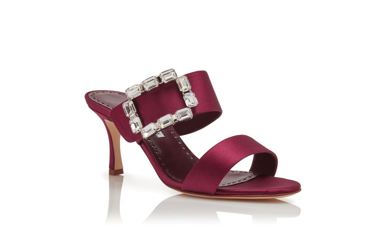 Dunkelrote Satin-Steppen-Schnürschuhe