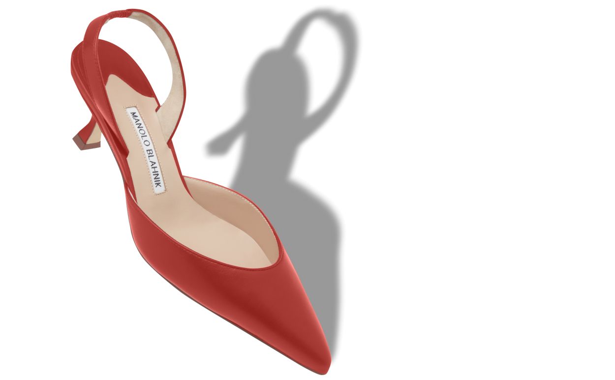 Rote Nappaleder-Slingback-Pumps