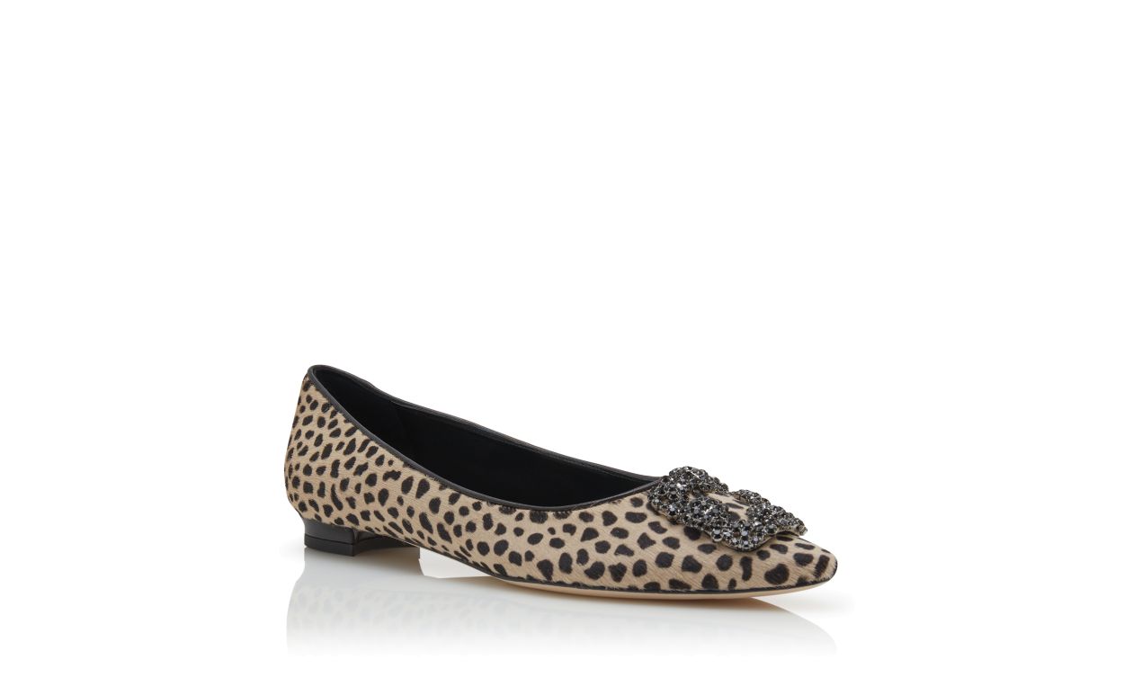 Tiermuster-Kalbshaar-Steppen-Schuh mit Juwel-Schnalle