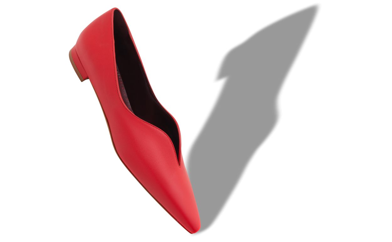 Rote Nappaleder-Flachpumps
