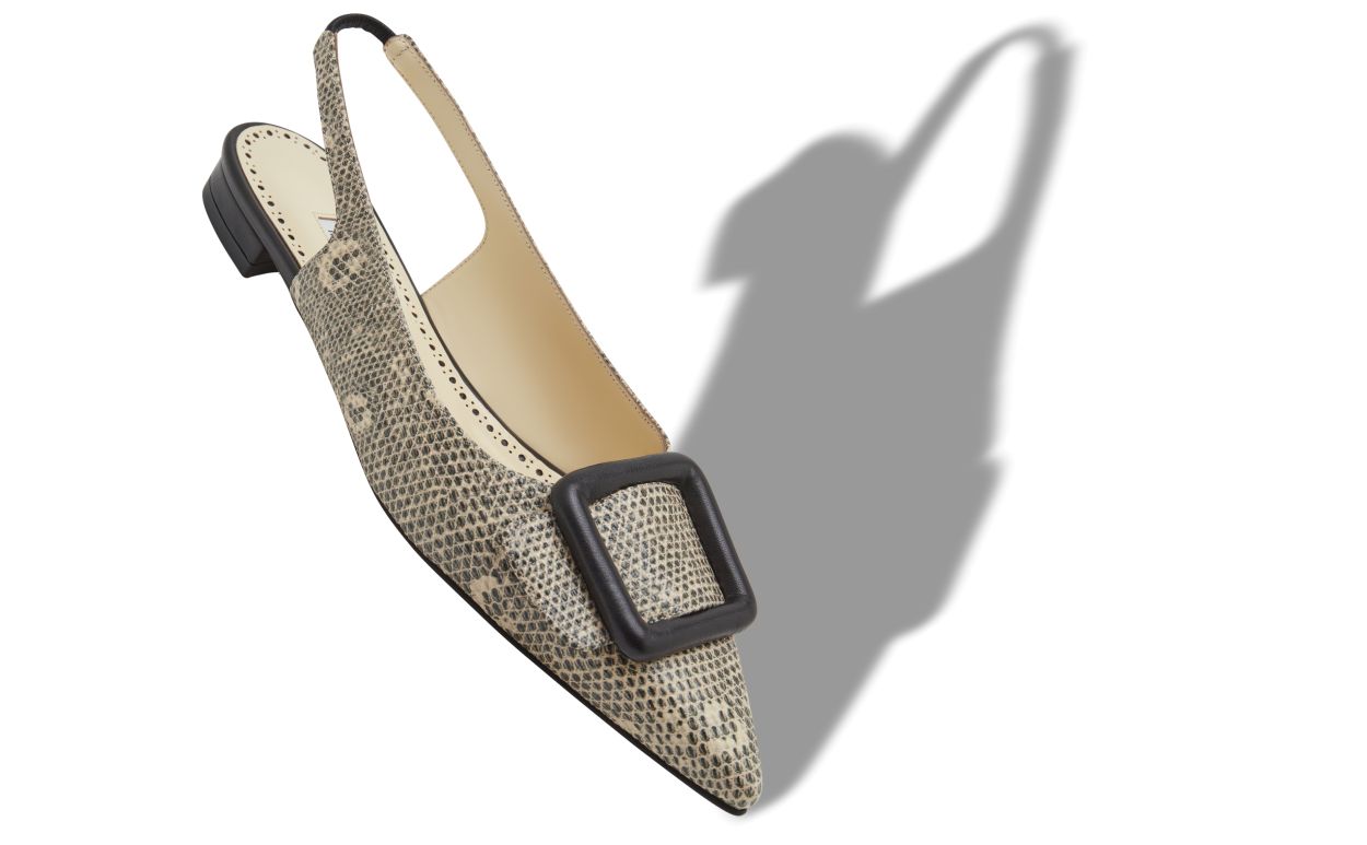 Lizard-Print-Kalbleder-Slingback-Pumps