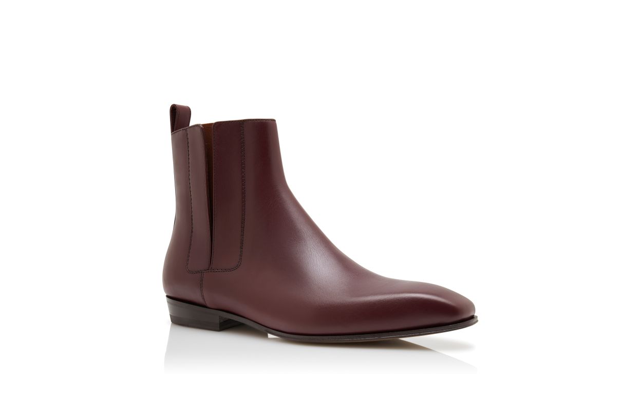 Dunkelrote Kalbsleder-Wellenstiefel