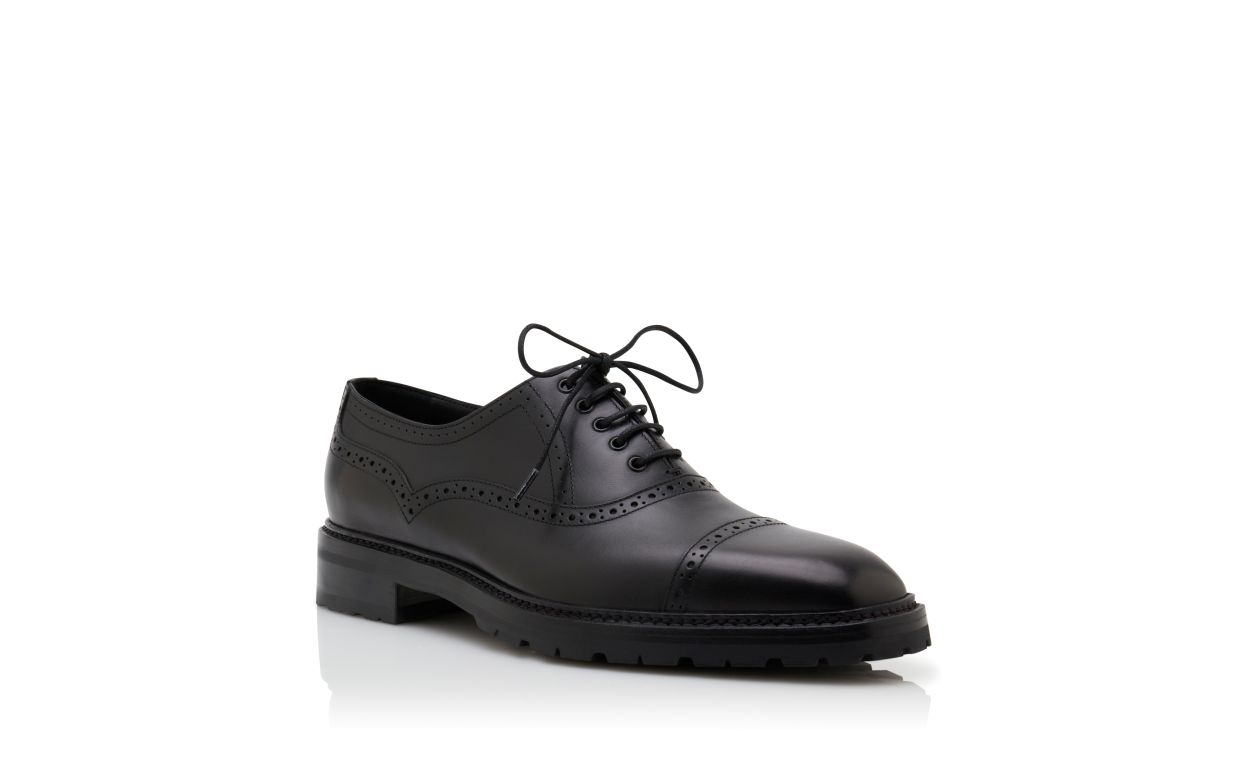 Schwarze Kalbsleder-Schnürschuhe