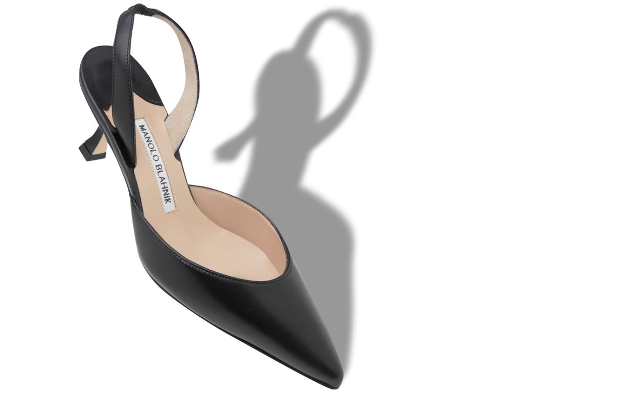 Schwarze Nappa-Leder-Slingback-Pumps